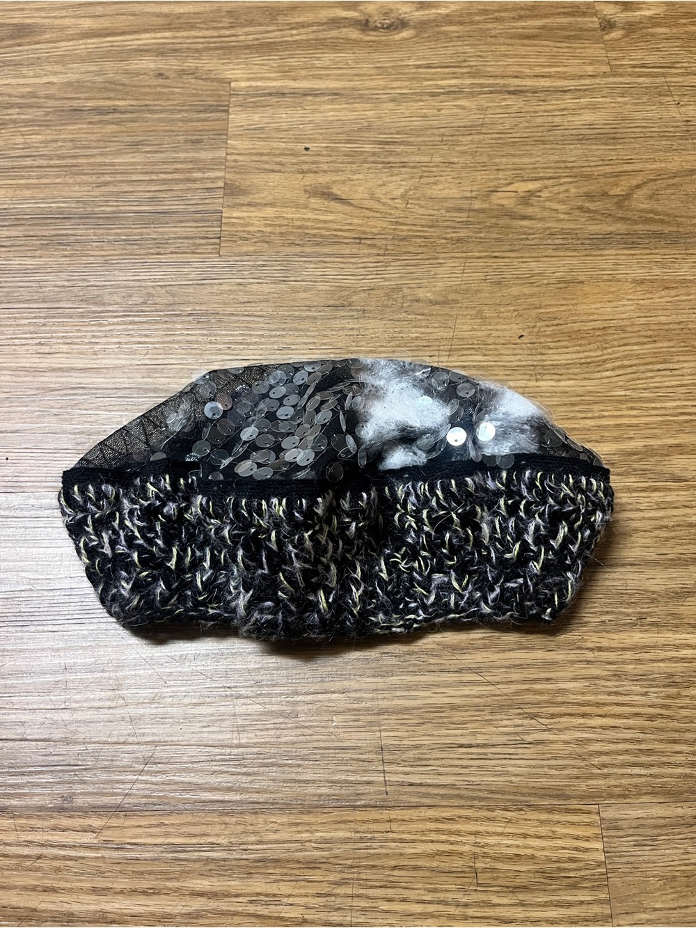 Tata Christiane Rare Y2K Vintage Style Sequin Knit French Beret Hat Disco Glam